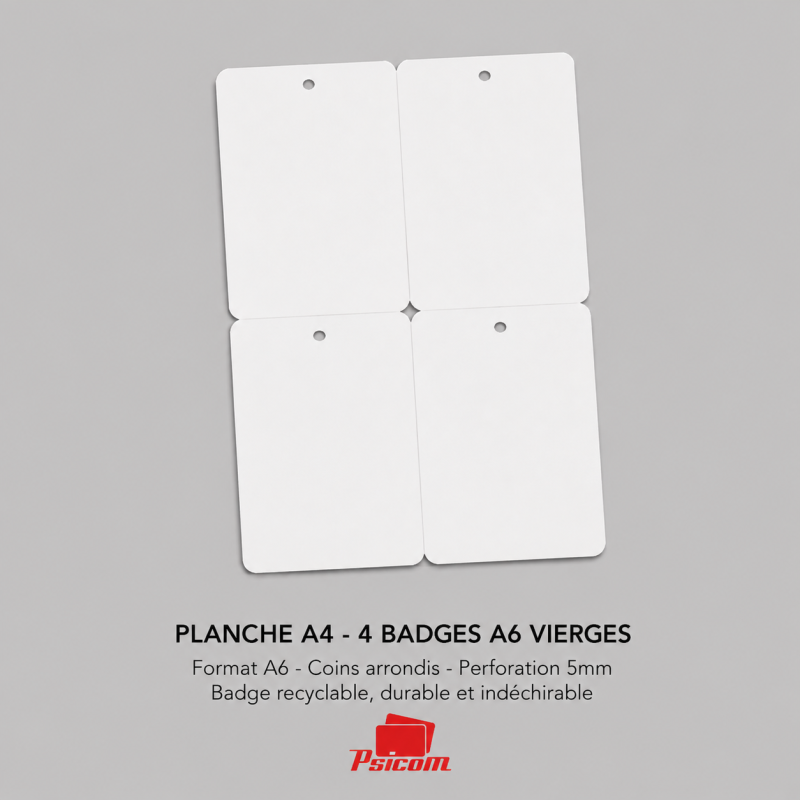 PLANCHE DE 4 BADGES A6 VIERGES