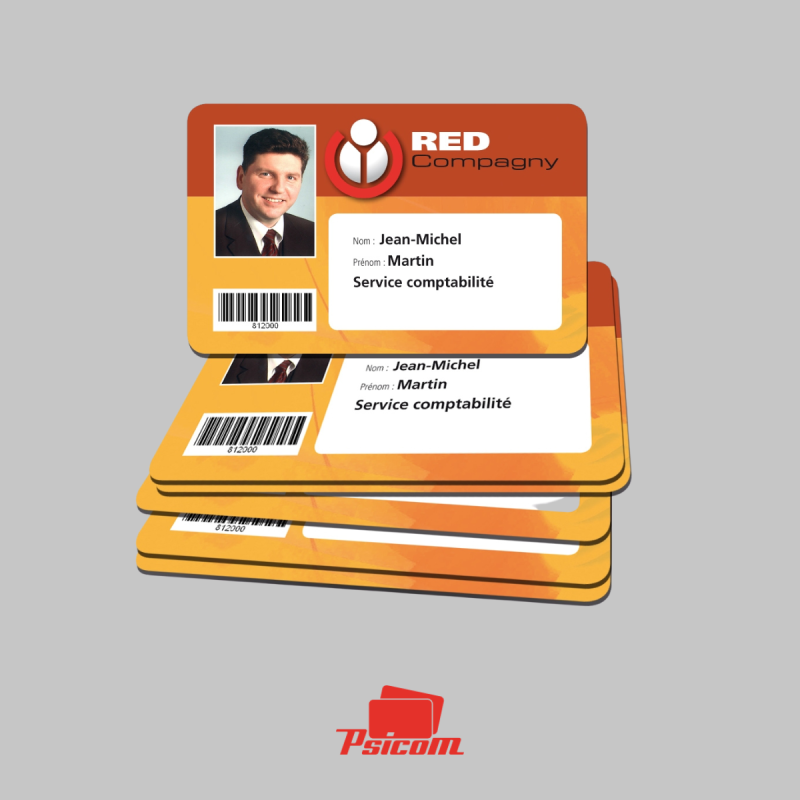 Carte plastique quadri, photo et code barres - PSICOM