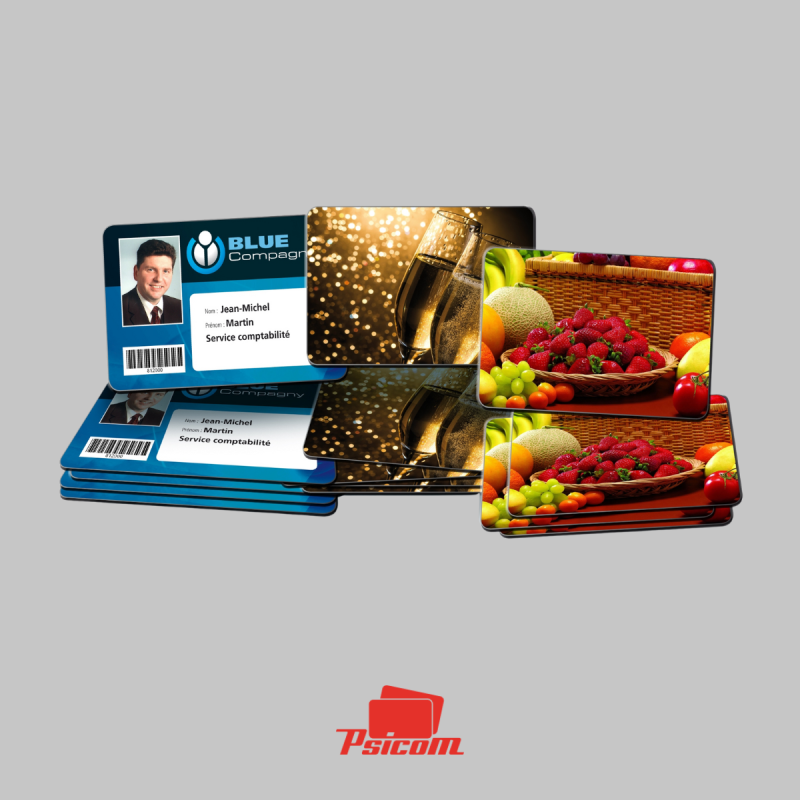 Carte plastique quadri, photo et code barres - PSICOM