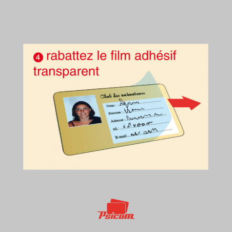 Carte plastique vierge à rabat adhésif - PSICOM