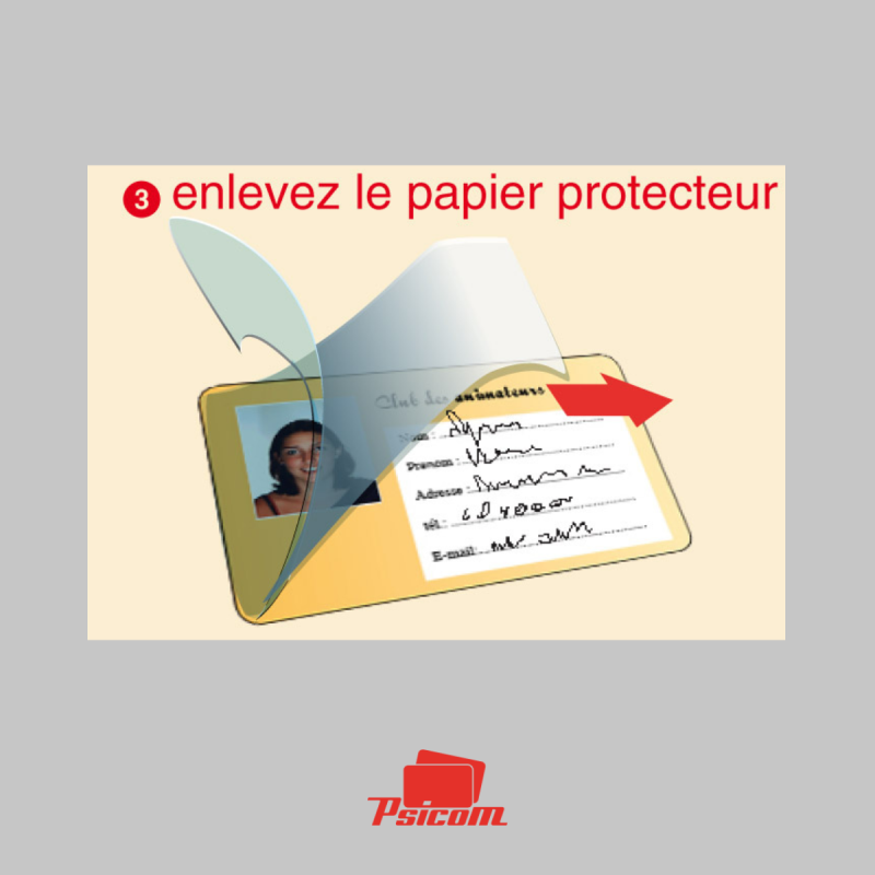 Carte plastique vierge à rabat adhésif - PSICOM