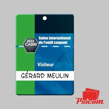 Badge plastique salon rectangle 75x105mm - PSICOM