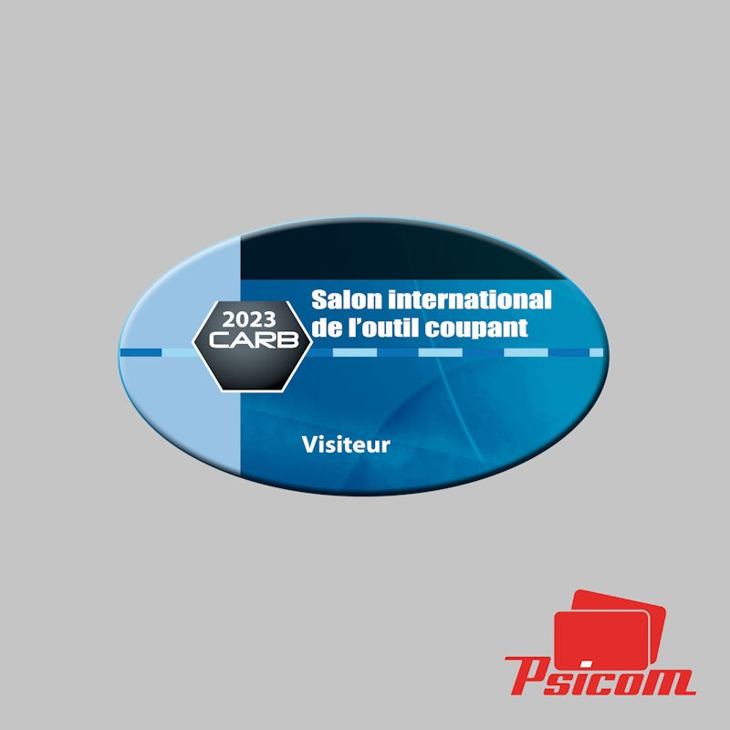 Badge plastique salon ovale 95x54mm - PSICOM