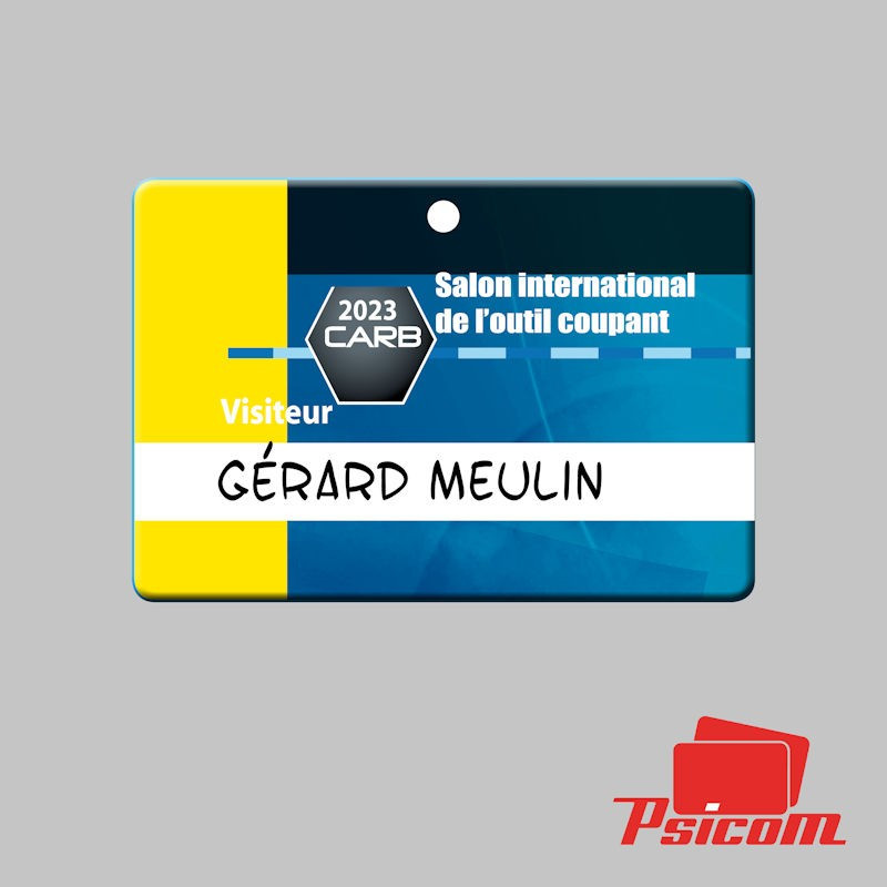 Badge plastique salon rectangle 98x67mm - PSICOM