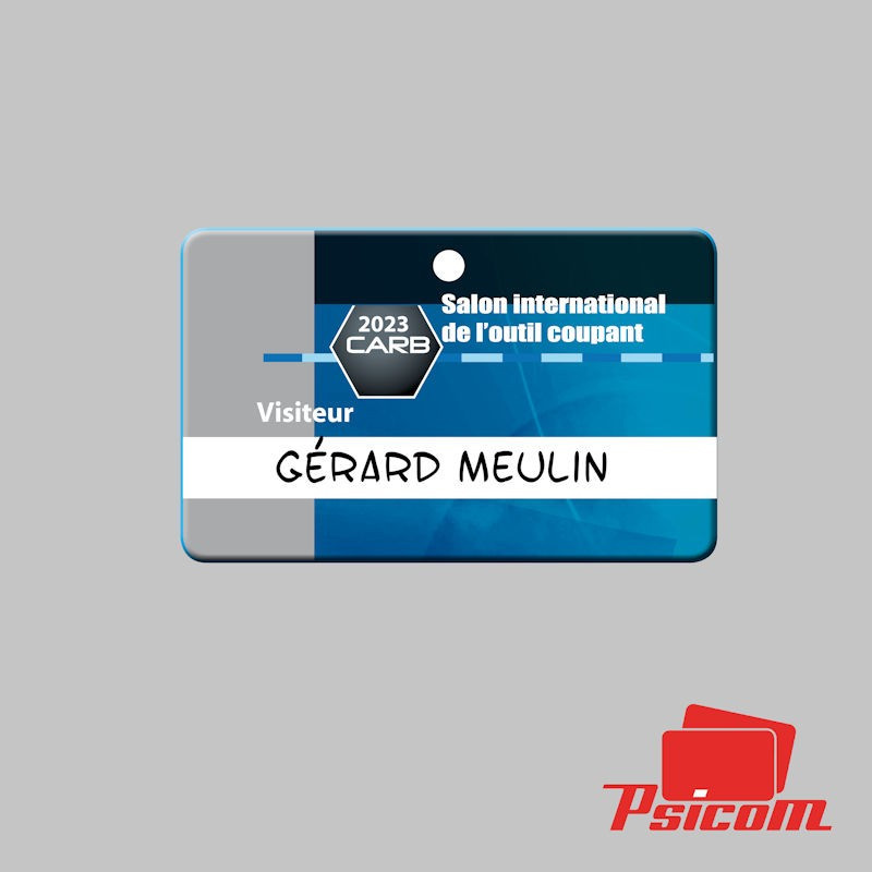 Badge plastique salon rectangle 86x54mm - PSICOM