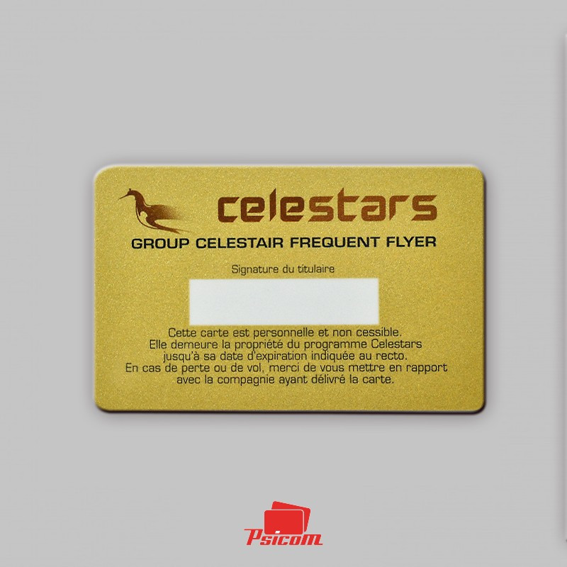 carte plastique brillante avec dorure or verso - PSICOM