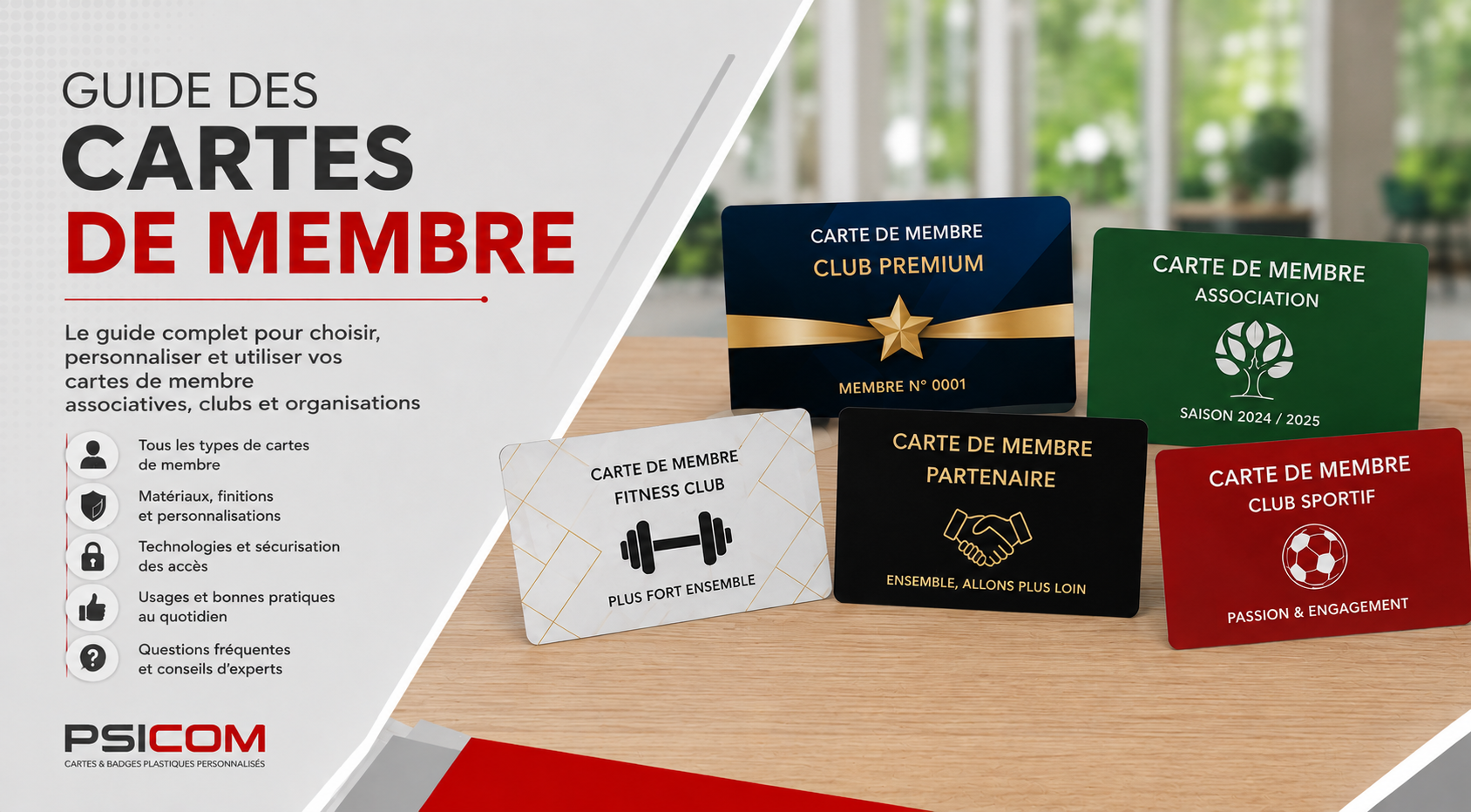 Guide PSICOM des cartes de membre personnalisées pour associations, clubs sportifs, réseaux professionnels et organisations