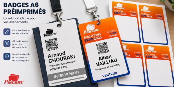Badge événementiel A6 personnalisable : la solution pratique pour salons, congrès et événements
