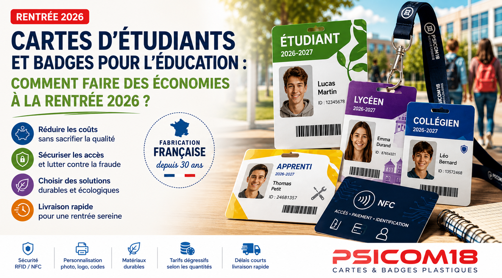 📚 Cartes d’étudiants et badges pour le secteur de l’éducation