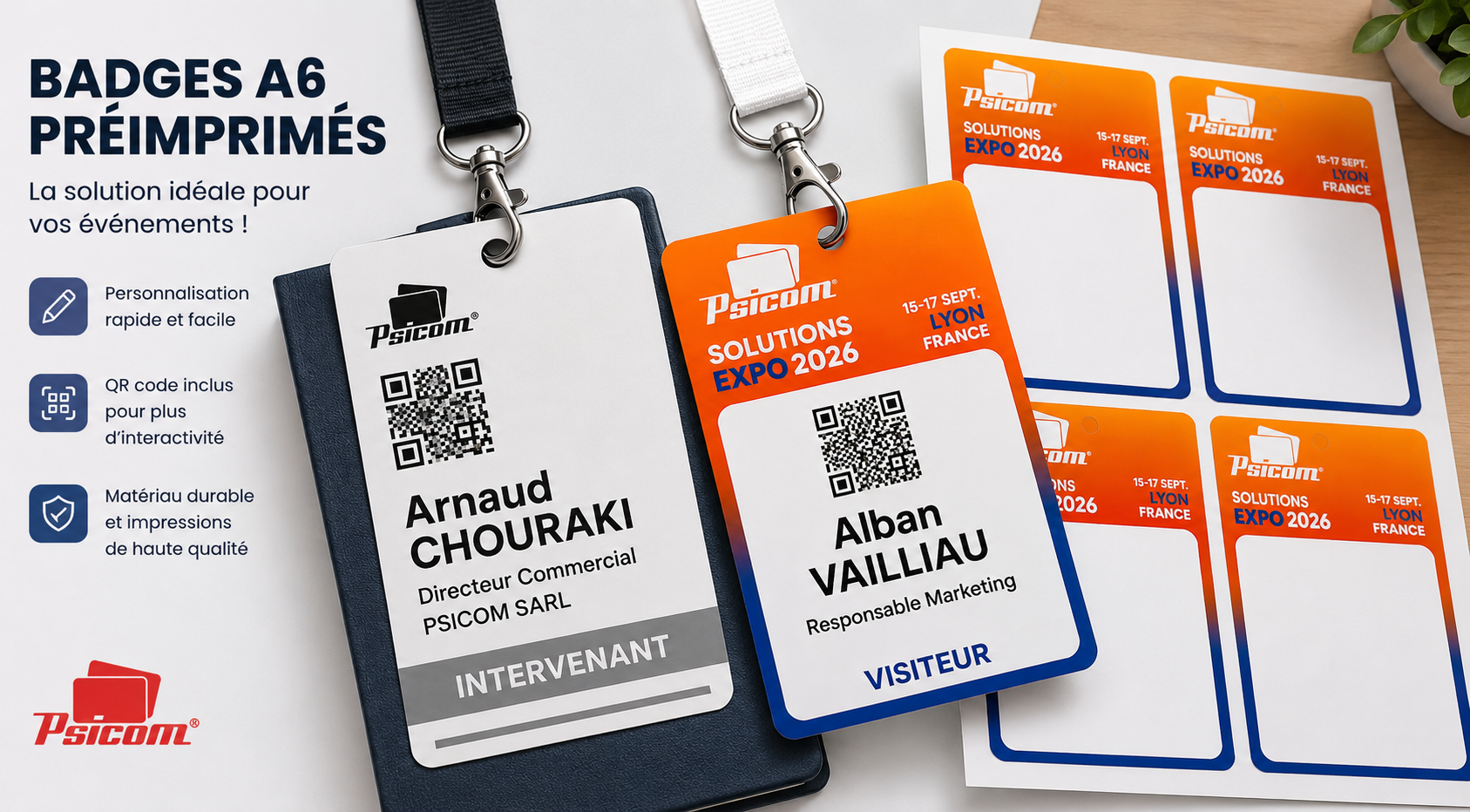 Badge événementiel A6 personnalisable : la solution pratique pour salons, congrès et événements